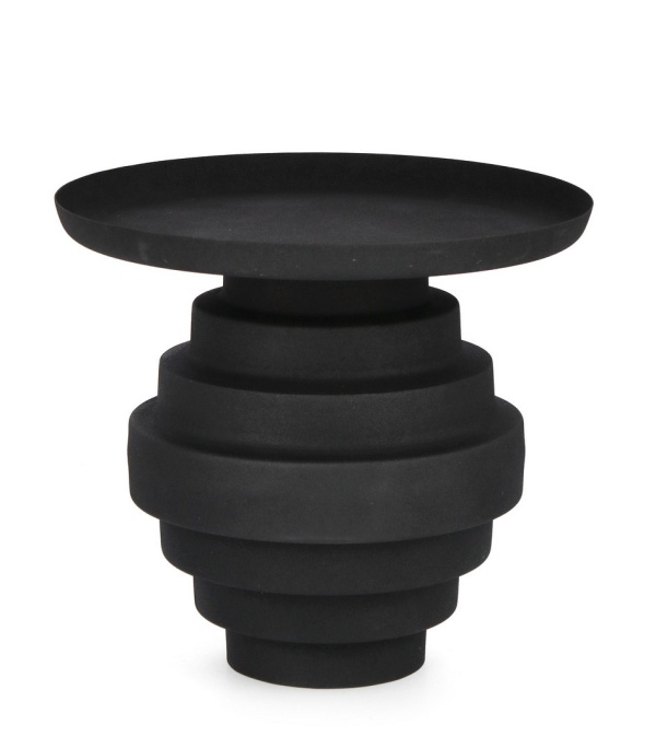 Măsuță de cafea rotundă Amba, din oțel negru mat, diametru 40 cm
