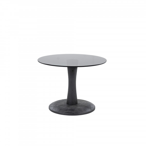 Masuta de cafea rotunda din lemn de mango si sticla Boogie 55x55x40 cm neagra
