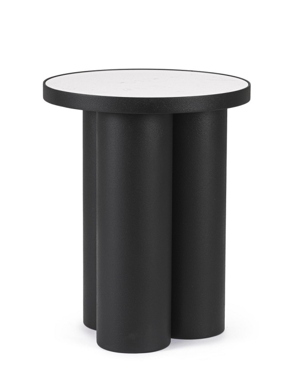 Măsuță de cafea rotundă Rondel, cu blat din marmură și structură metalică, diametru 40 cm, înălțime 50 cm