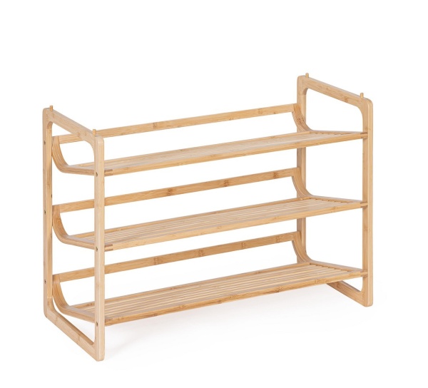 Pantofar Cayden, cu 3 polițe, din bambus natural, finisaj lăcuit, 71.5x33x51 cm