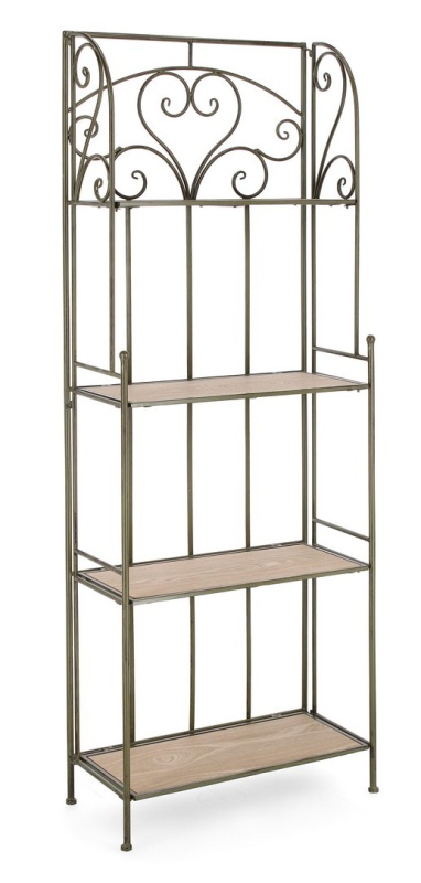 Raft Guenda cu 4 polițe, pliabil, din metal și MDF, verde închis, 59x28x167 cm