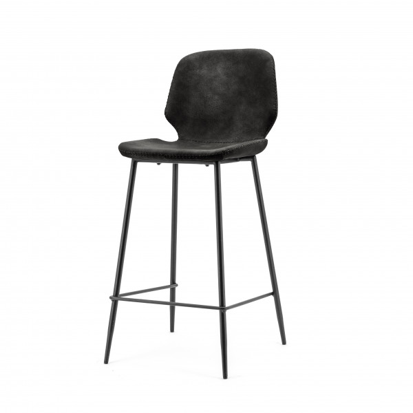 Scaun de bar din imitatie de piele Seashell negru