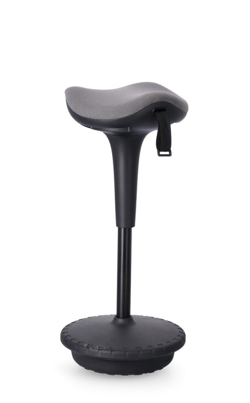 Scaun de bar reglabil pe înălțime, tapițat cu poliester, gri, diametru 34 cm
