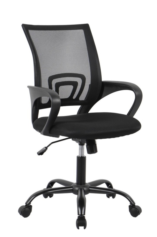 Scaun de birou modern, cu brațe, reglabil pe înălțime, Negru, 54x49x92.5 cm