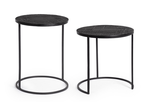 Set 2 măsuțe de cafea rotunde Aziza, din oțel și aluminiu, diametru 39 și 35 cm