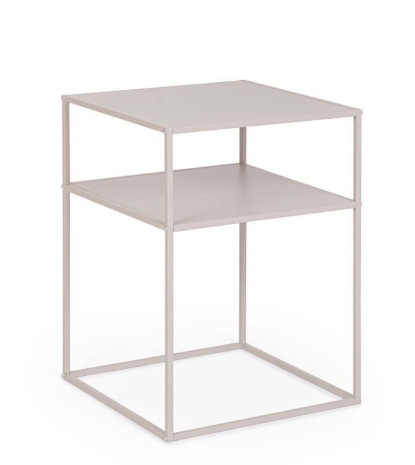 Set 6 masute laterale pătrată Alrik, din oțel vopsit electrostatic, bej, 37,5x37,5x50,5 cm