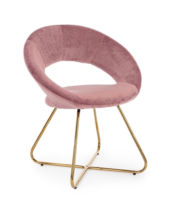 Set de 2 fotolii Vanity, din catifea roz cu picioare aurii, 58x69x81 cm