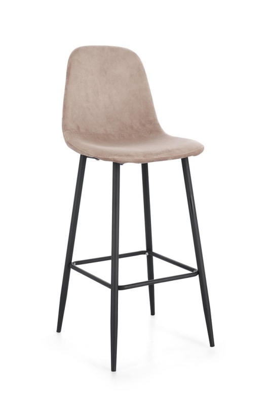 Set de 2 scaune de bar Irelia, din catifea, taupe, 46x39x103 cm