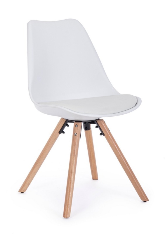 Set de 2 scaune New Trend, din plastic și lemn de fag, alb, 54x49x83.5 cm