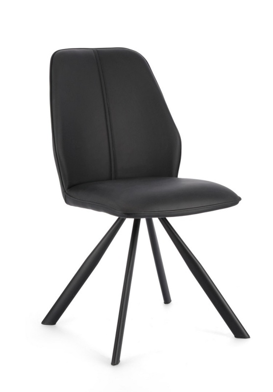 Set de 4 scaune din piele ecologică și picioare din oțel vopsit electrostatic, negru, 44x62x88 cm