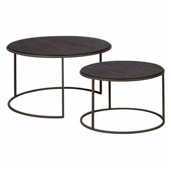 Set masute laterale Spello din lemn de tec mat gri de la 58 cm