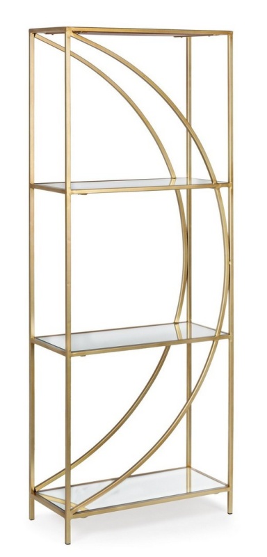 Biblioteca Elenor cu structură metalică și rafturi din sticlă 151,5 cm