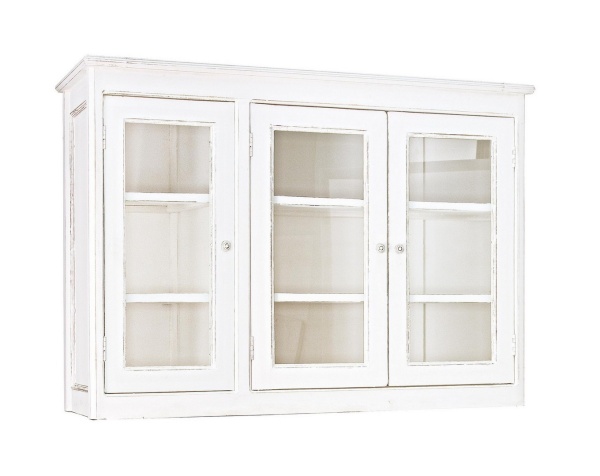 Corp superior bufet Colette, cu 3 uși, din lemn masiv de mango, finisaj vopsit, 145 x 40 x 105 cm