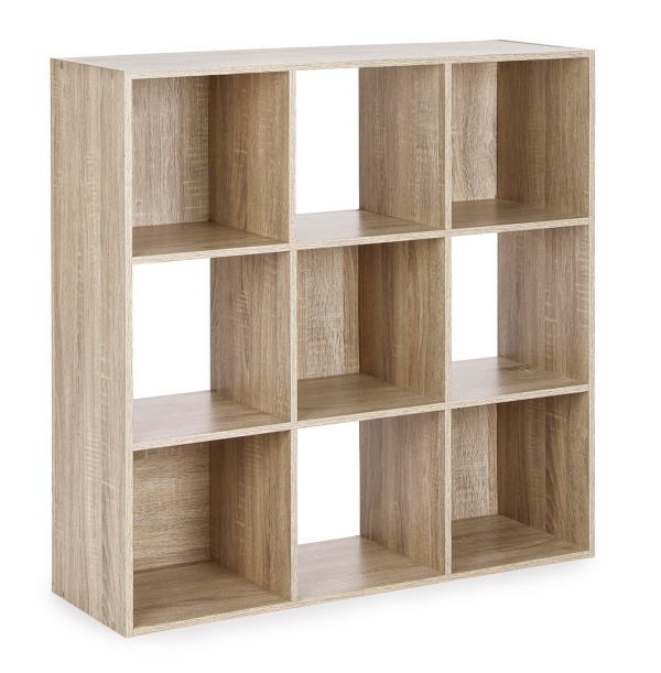 Etajera Mila cu 9 rafturi din lemn efect natural 91,2 cm