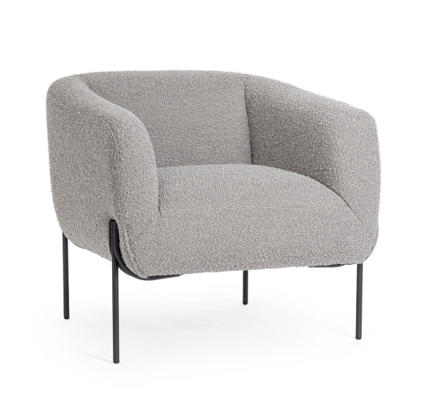 Fotoliu Claudine, bouclé, Gri, 78 x 74 x 73 cm