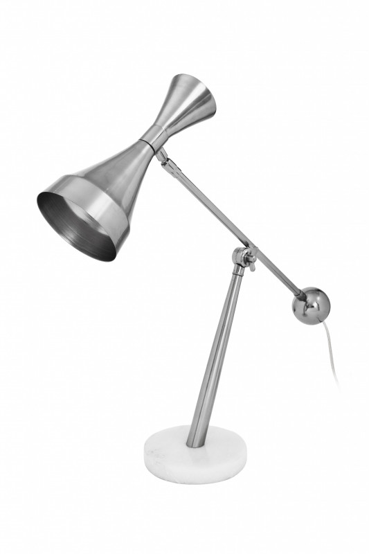 Lampa de birou din metal Cosima, argintie, un bec