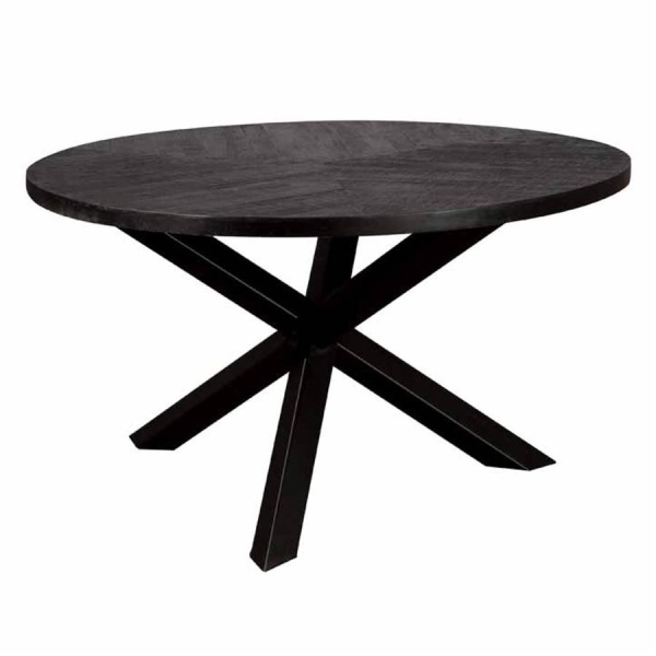 Masa de dining rotunda Viola din lemn de mango neagra 130 cm