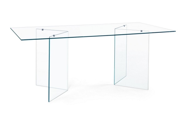 Masă dining fixă Iride, 8 locuri, din sticlă, 180x90 cm