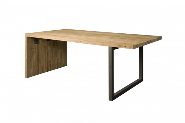 Masa dreptunghiulara din lemn de tec reciclat 180x90x78 cm maro deschis/gri
