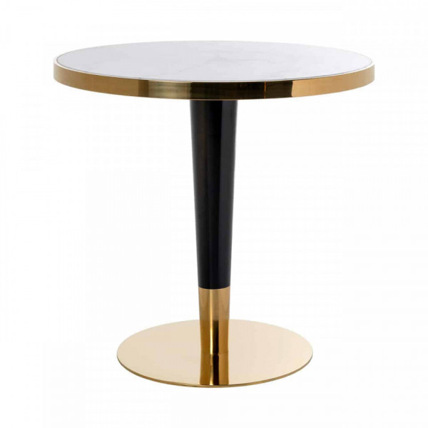 Masa rotunda cu blat din marmura Osteria 75 x 80 x 80 cm alb/auriu/negru