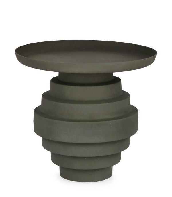 Măsuță de cafea rotundă Amba, din oțel verde mat, diametru 40 cm