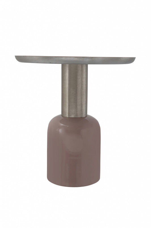 Masuta de cafea rotunda din fier 49,5x49,5x52 cm roz / argintiu