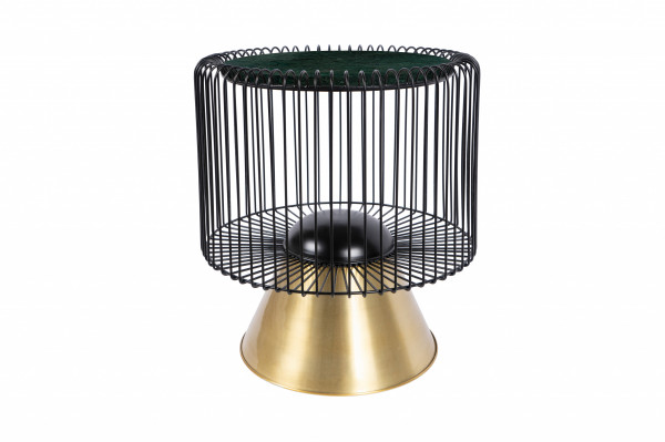 Masuta de cafea rotunda din marmura si fier Malibu 51x51x56,5 cm verde/negru