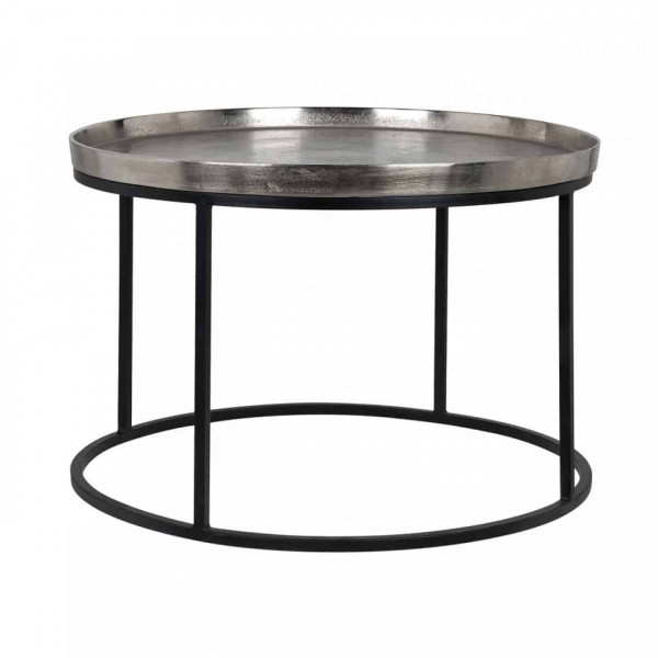 Masuta de cafea rotunda din metal Lyam 45x70x70 cm argintie