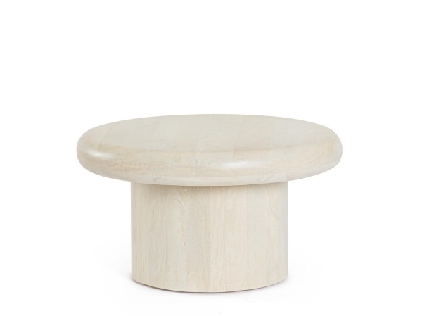 Măsuță de cafea rotundă Lopez, din lemn de mango, cu finisaj nitrocelulozic, natur, diametru 60 cm, înălțime 33 cm