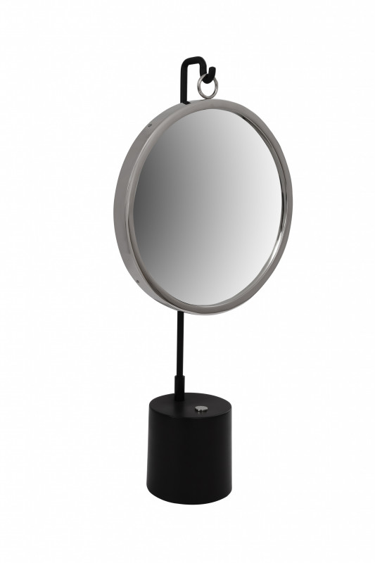 Oglinda rotunda argintiu/negru Elegance 13x30x65 cm