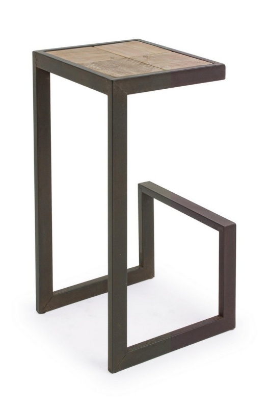 Scaun de bar Nordic din metal și lemn de brad, 36x32x70 cm