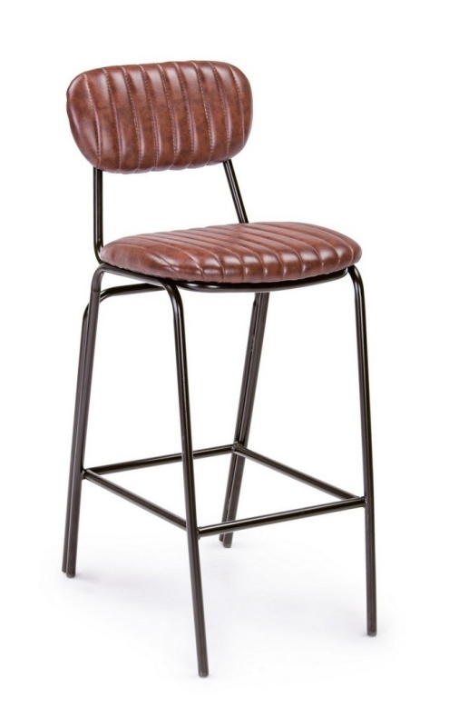 Scaun de bar Vintage, din piele ecologică, portocaliu închis, 44x51x100 cm