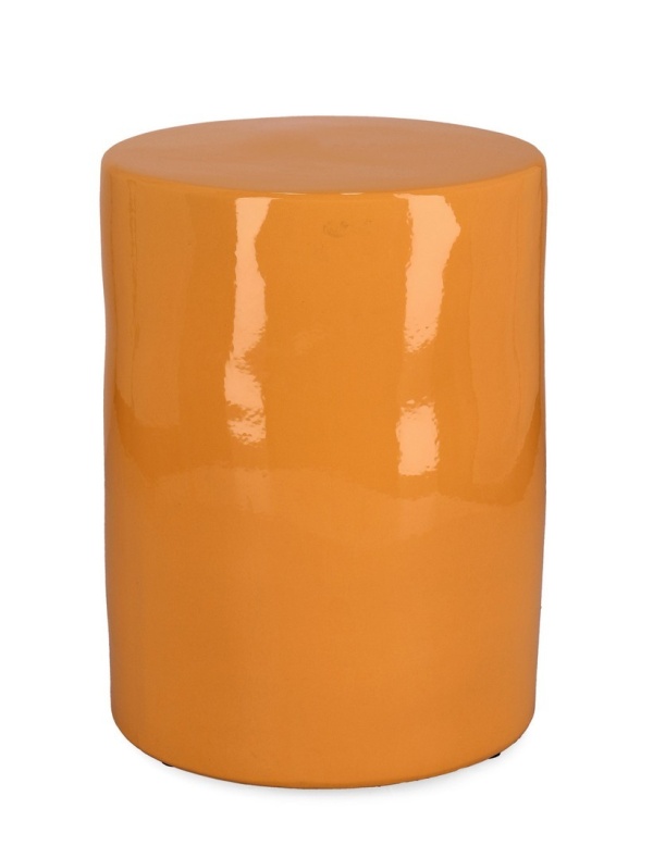 Set 2 taburete cilindrice decorative Sfinge, din ceramică, portocalii, 33x45 cm