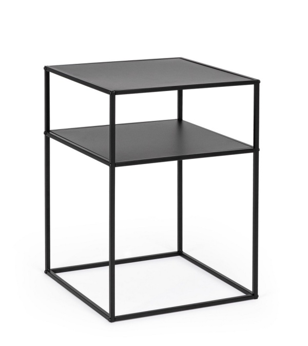 Set 6 masute laterale pătrată Alrik, din oțel vopsit electrostatic, negru, 37,5x37,5x50,5 cm