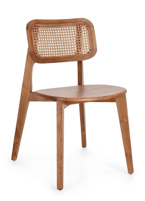 Set de 2 scaune Abby, din lemn de tec și ratan, finisaj natural, 52 x 56 x 83.5 cm