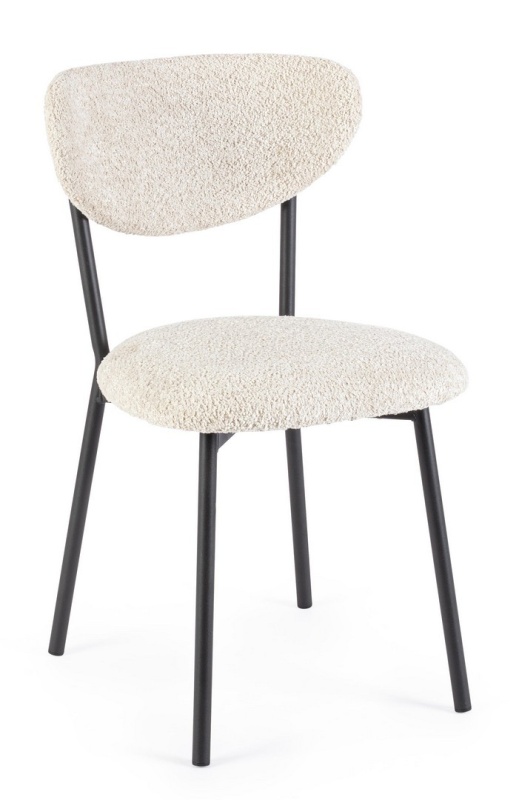 Set de 2 scaune Ludmilla, tapițerie bouclé, crem, 47x50x77.5 cm