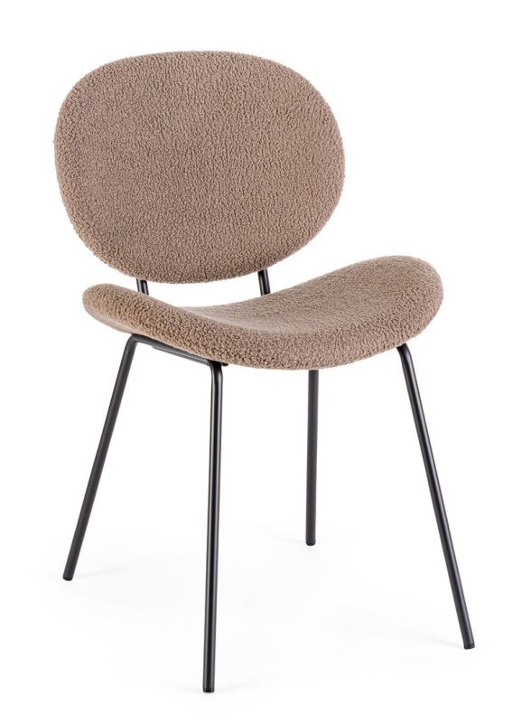 Set de 2 scaune Maddie, din țesătură bouclé și metal, maro, 52x60x80 cm