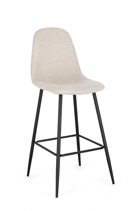 Set de 4 scaune de bar Irelia, cu picioare din oțel negru și tapițerie poliester bej, 75 cm
