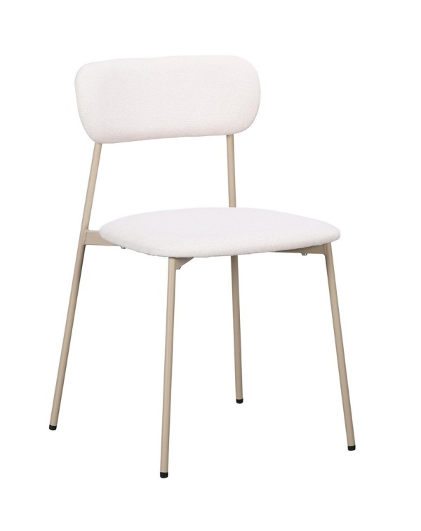 Set de 4 scaune Inka, din oțel și poliester, albe/bej 45x49x78 cm