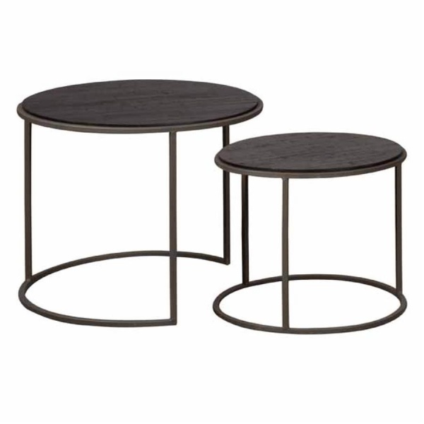 Set masute laterale Spello din lemn de tec mat gri de la 45 cm