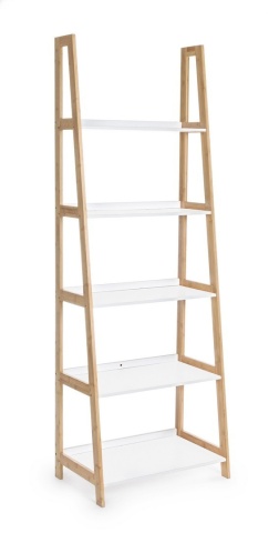 Biblioteca Brooklyn din lemn de bambus alb mat 180 cm - Img 1