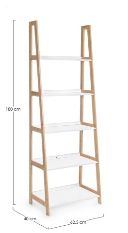 Biblioteca Brooklyn din lemn de bambus alb mat 180 cm - Img 2