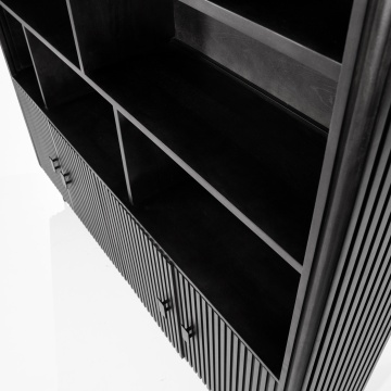 Biblioteca Remi din lemn de mango negru 200x37x200 cm - Img 6