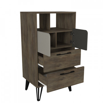 Comoda din pal melaminat Borges nuc, gri si antracit 60 cm - Img 5