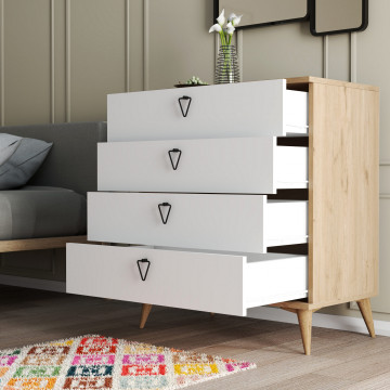Comoda din pal melaminat Versa stejar si alb 80 cm - Img 3