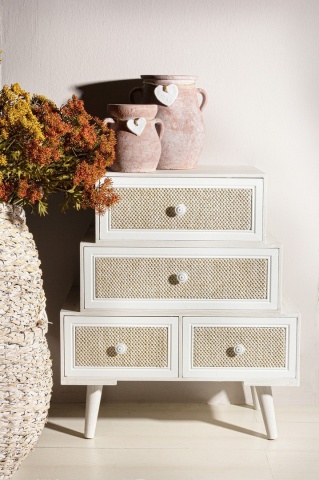 Comodă Montiel cu 4 sertare, din MDF și material textil, 60x30.5x70.5 cm - Img 4