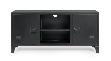 Comodă TV Cambridge, cu 2 uși, din oțel vopsit epoxidic, negru, 120,5x40x58,5 cm - Img 3