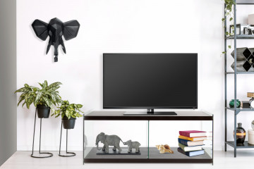 Comoda TV din sticla temperata Elementary maro inchis 120 cm - Img 4