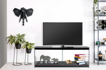 Comoda TV Elementary din sticla temperata neagra 120 cm - Img 4