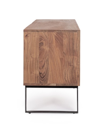 Comodă TV ISAR, 175 cm, cu 3 uși și 1 sertar încrustate manual, din lemn de salcâm și metal, 175x40x60 cm - Img 4